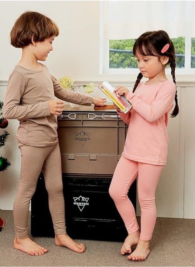 Children's solid color thermal underwear sets Soft tops and bottoms Children's soft sleepwear sets