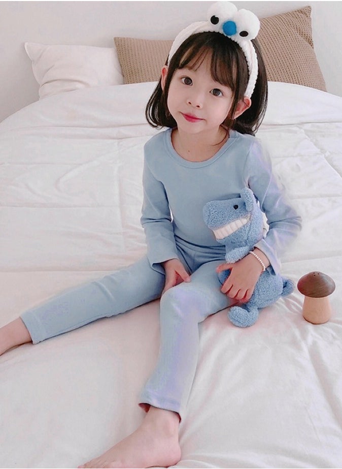 Children's solid color thermal underwear sets Soft tops and bottoms Children's soft sleepwear sets