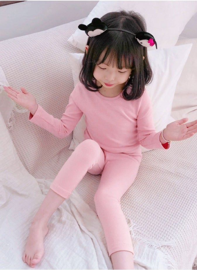 Children's solid color thermal underwear sets Soft tops and bottoms Children's soft sleepwear sets