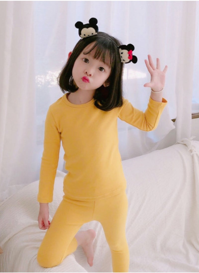 Children's solid color thermal underwear sets Soft tops and bottoms Children's soft sleepwear sets