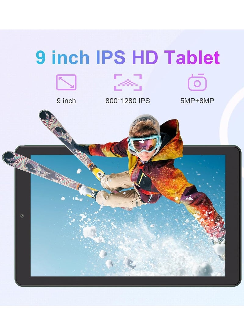 CM935pro 9 Inch Tablet Android 13 Tablet 8GB RAM 512GB ROM 5G LTE with SIM Card Slot 1280x800 IPS Display 8000mAh Battery WiFi and Bluetooth -Comes with Protective Case and Pen (Green)