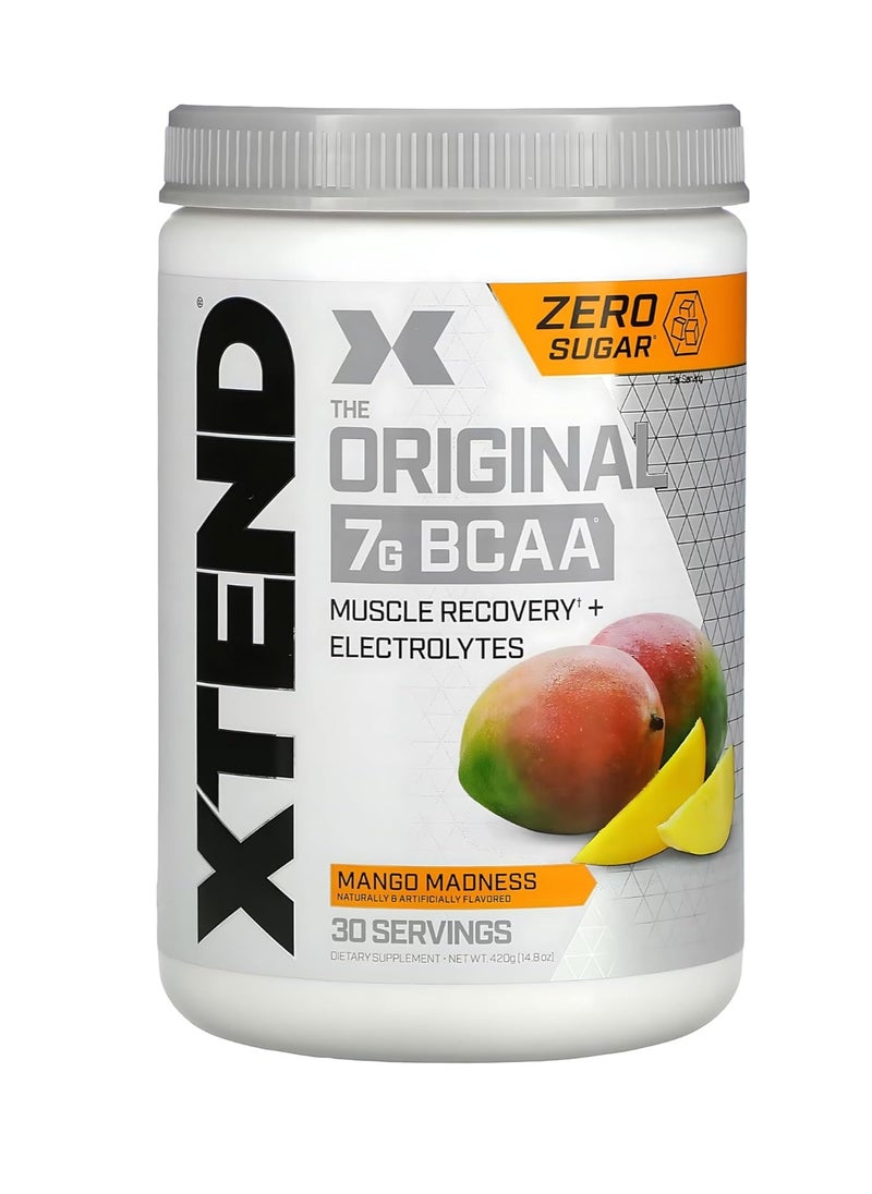 XTEND Original BCAA Mango Madness – 7g BCAA for Muscle Recovery & Electrolytes (30 Servings, Zero Sugar)