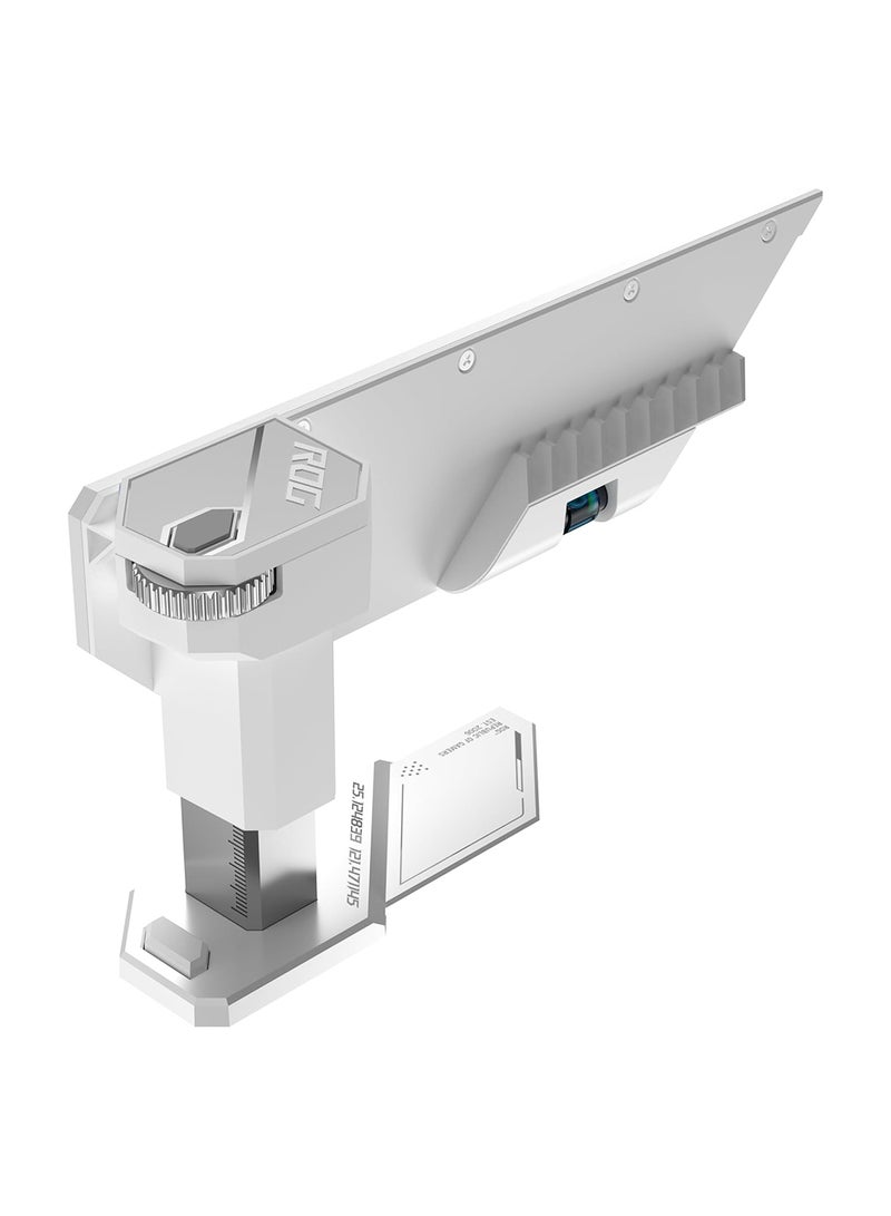 ROG Herculx Graphics Card Anti-Sag Holder Bracket (Solid Zinc Alloy Construction, Easy Toolless Installation, Included Spirit Level, Adjustable Height, Wide Compatibility, Aura Sync RGB), 90DA0023-B09000 White