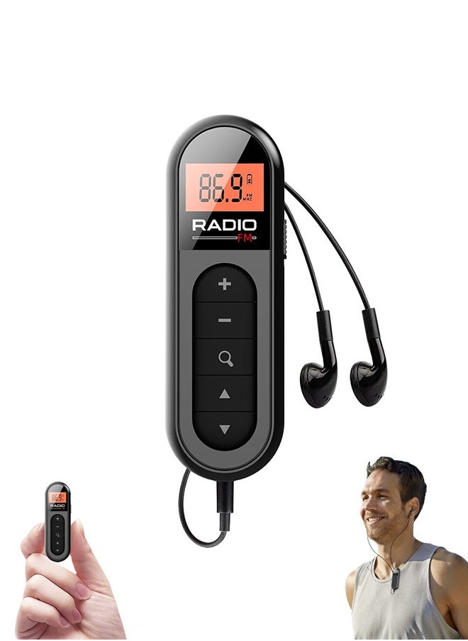 FM Portable Radio, Rechargeable Pocket Radio with Best Reception Digital Tuning, LCD Screen,Belt Clip, Stereo Sound Earphone Jack for Gym, Jogging, Walking, Camping