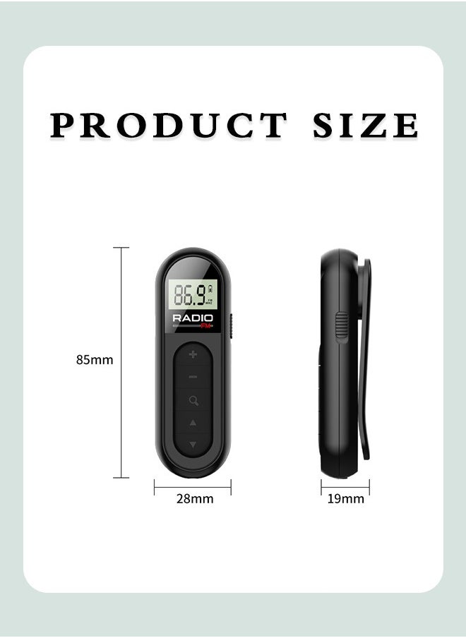 FM Portable Radio, Rechargeable Pocket Radio with Best Reception Digital Tuning, LCD Screen,Belt Clip, Stereo Sound Earphone Jack for Gym, Jogging, Walking, Camping