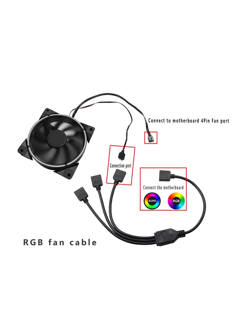 RGB 1 to 4 Splitter Cable, 12V 4 PIN RGB Splitter Cable LED Strip Connector, 5050 LED Tape Light Connector, Extension Cable for Computer Fan Motherboard, 2 Pack