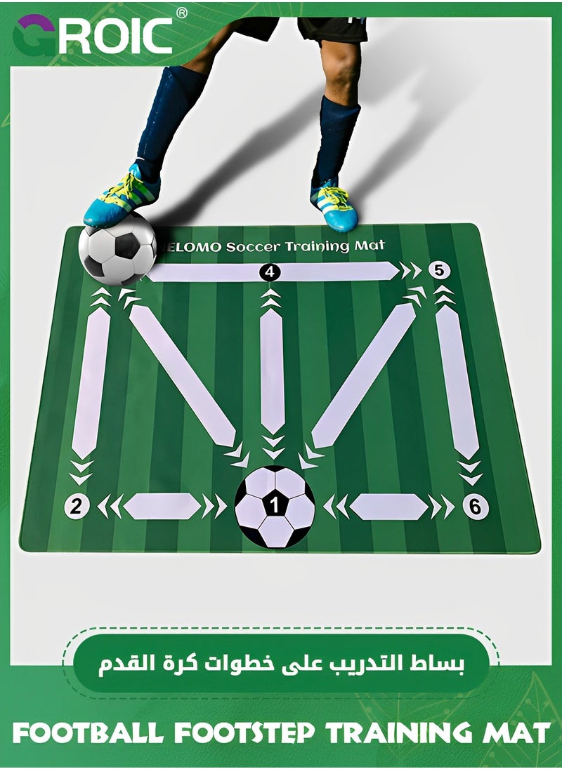 Football Footstep Training Mat, Soccer Training Mat Soccer Workout Drill Equipment Indoor Soccer Skills Drills Pad Soccer Train Mat Ideal for Soccer Player and Coaches Fundamentals Training (80*120cm)