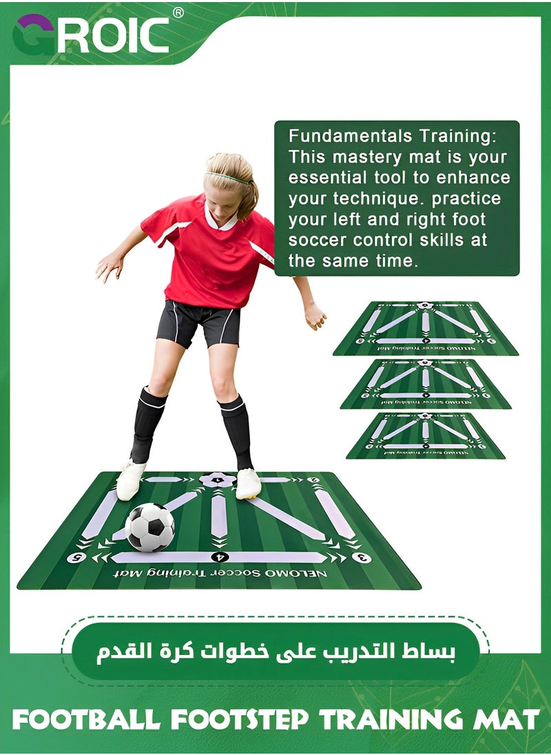 Football Footstep Training Mat, Soccer Training Mat Soccer Workout Drill Equipment Indoor Soccer Skills Drills Pad Soccer Train Mat Ideal for Soccer Player and Coaches Fundamentals Training (80*120cm)