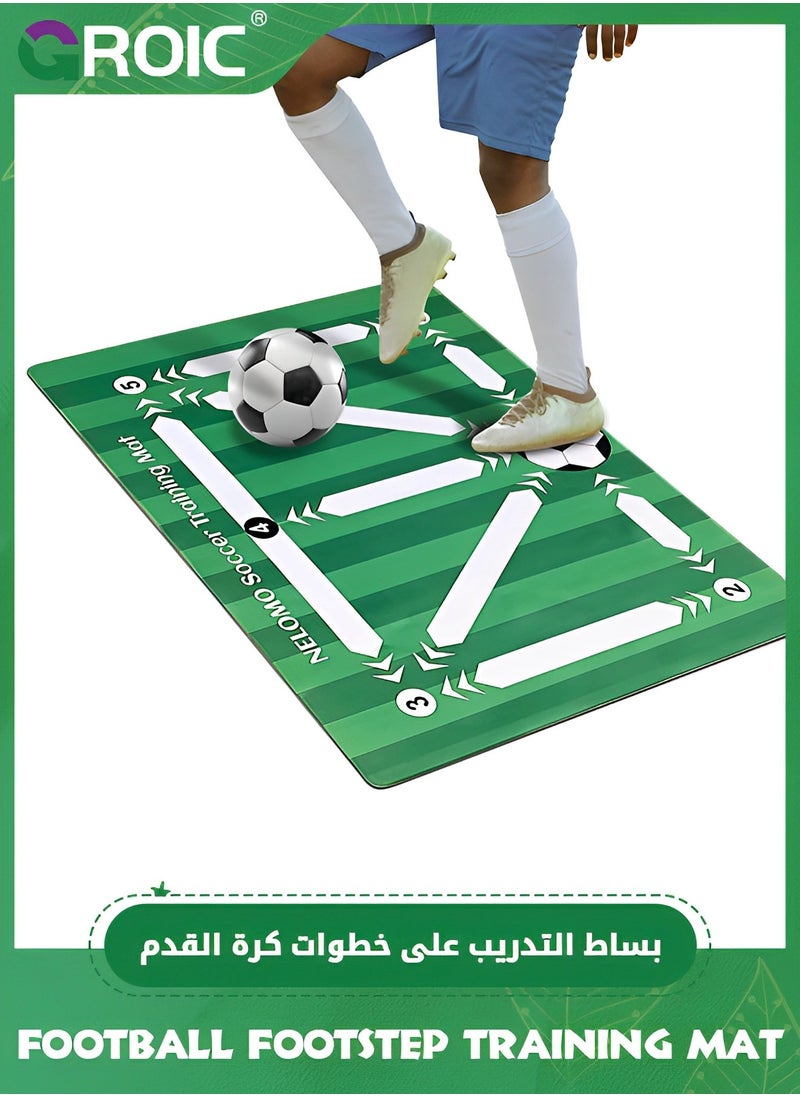 Football Footstep Training Mat, Soccer Training Mat Soccer Workout Drill Equipment Indoor Soccer Skills Drills Pad Soccer Train Mat Ideal for Soccer Player and Coaches Fundamentals Training (80*120cm)