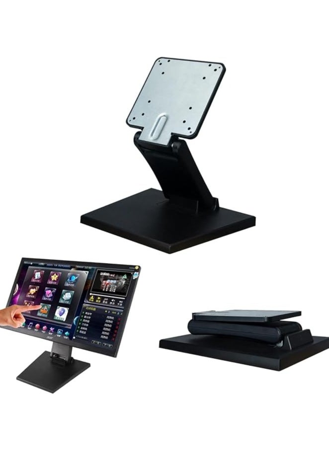 Adjustable LCD Monitor Stand，Metal Folding Monitor Stand，Touch Screen Monitor Desk Bracket with VESA Hole 75x75mm & 100x100mm All in One PC Stand Single Monitor Stand Mount