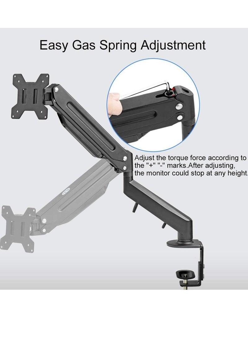 Monitor Mount Gas Spring Monitor Arm Desk Mount Fully Adjustable Fits 17 20 22 23 24 26 32 inch Monitors Weight Capacity up to 22 lbs