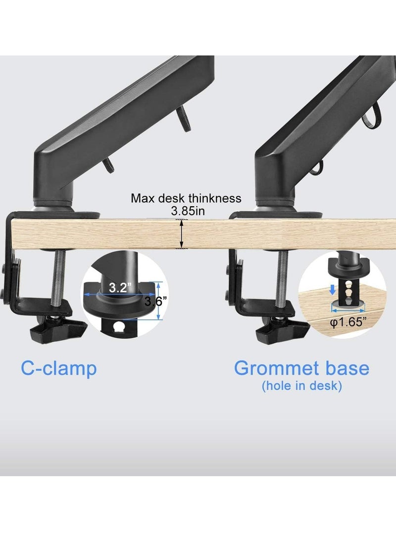 Monitor Mount Gas Spring Monitor Arm Desk Mount Fully Adjustable Fits 17 20 22 23 24 26 32 inch Monitors Weight Capacity up to 22 lbs