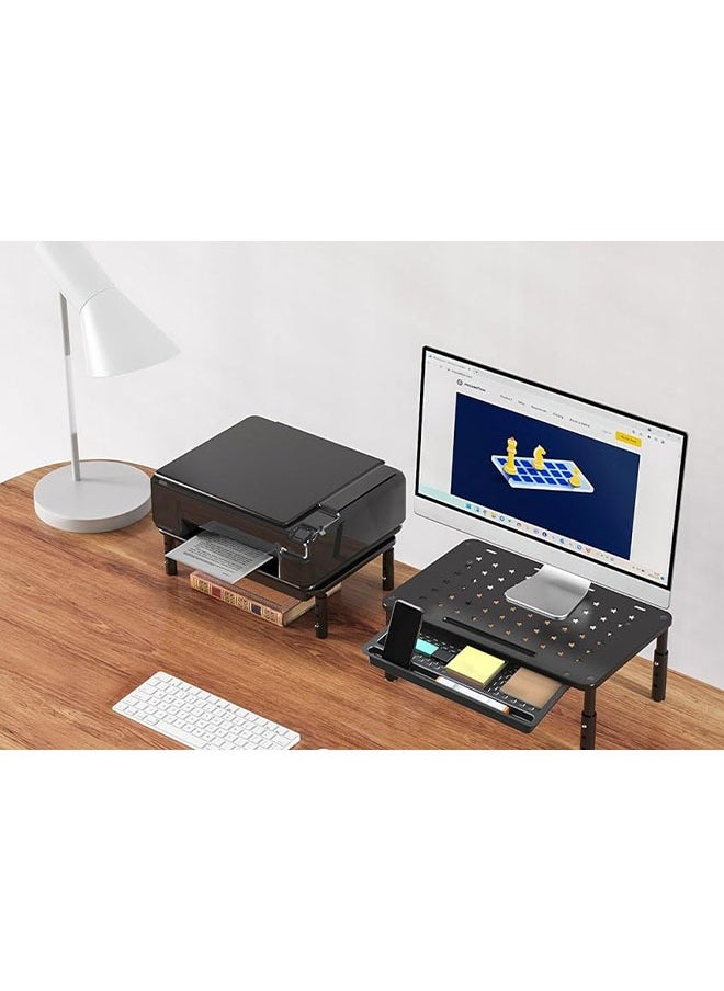 Monitor Stand Riser with Drawer, 3 Height Adjustable Computer Monitor Stand for Desk, Metal Stand Riser for PC, Laptop, Printer u0026 iMac for Home u0026 Office