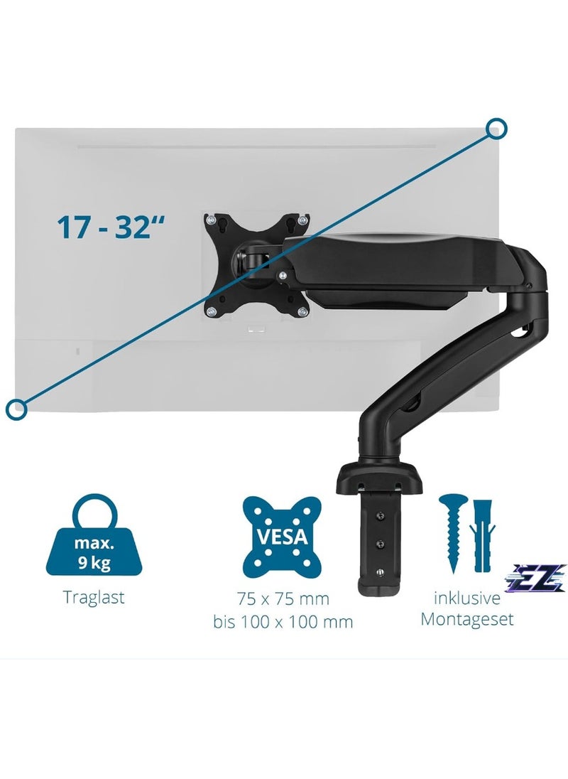 Desk Mount for 1 Monitor up to 32 Inches, Height Adjustable [Without Screws] Monitor Arm for VESA 75 x 75 and 100 x 100 / Monitor Mount with Swivel Arm for Desk