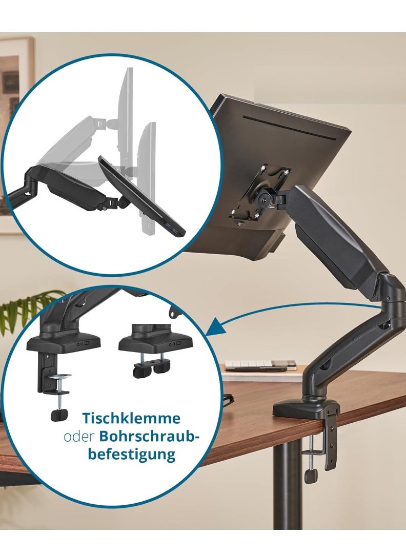 Desk Mount for 1 Monitor up to 32 Inches, Height Adjustable [Without Screws] Monitor Arm for VESA 75 x 75 and 100 x 100 / Monitor Mount with Swivel Arm for Desk