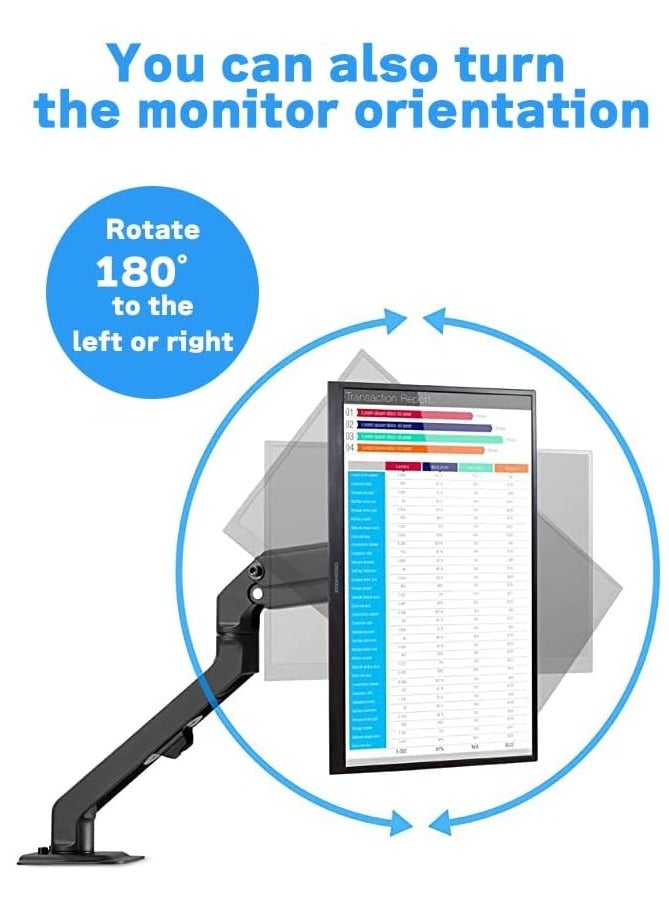 Single Monitor Mount, Adjustable Mechanical Monitor Arm, Swivel Vesa fits for 17-27 inch, max Load 15.5 lbs