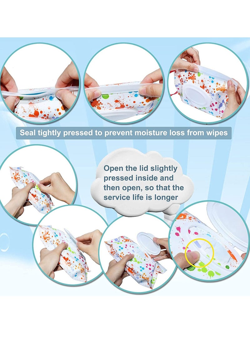 Excefore 6-Pack Reusable Wipes Dispenser - Lightweight Travel Baby Wipes Holder with Random Styles & Designs, Perfect Portable Pouch for On-the-Go Convenience!