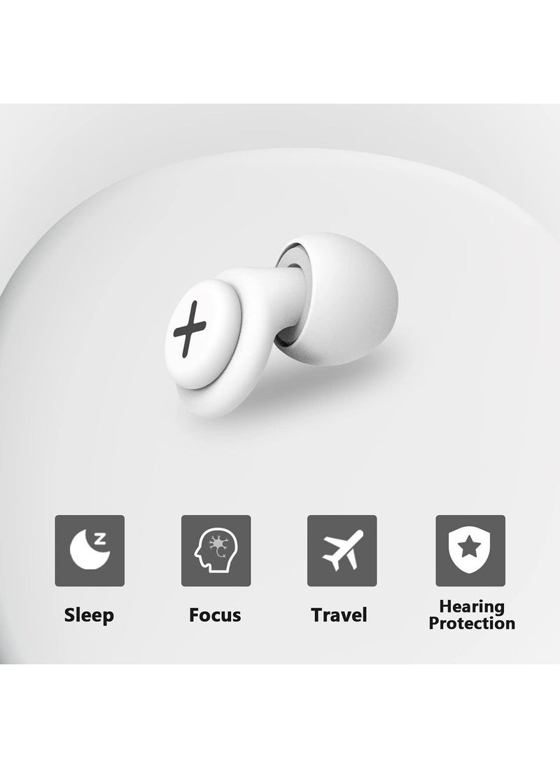 Noise Reduction Ear Plugs-40 dB Noise Cancelling Reusable Hearing Protection in Flexible Silicone for Sleeping, Traveling, Concerts, Work & Swimming,3 Wearing Styles, White