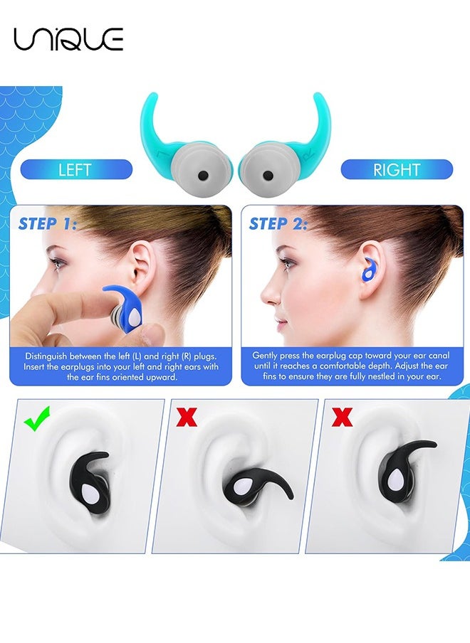 3 Pairs Swimming Earplugs for Kids, Soft Silicone Waterproof Swimming Earplugs, Kids' Reusable Swimming Earplugs for Swimming, Surfing, Diving, Showering for Kids Aged 5~12 Years