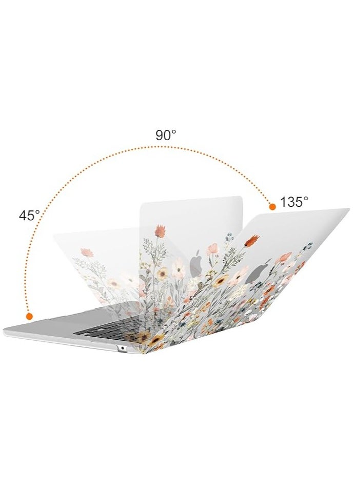 Compatible with MacBook Air 15 inch Case 2024 2023 2022 M3 A3114 A2941 M2 Chip with Touch ID, Plastic Garden Flowers Hard Shell Case & Keyboard Cover Skin & Screen Protector, Transparent