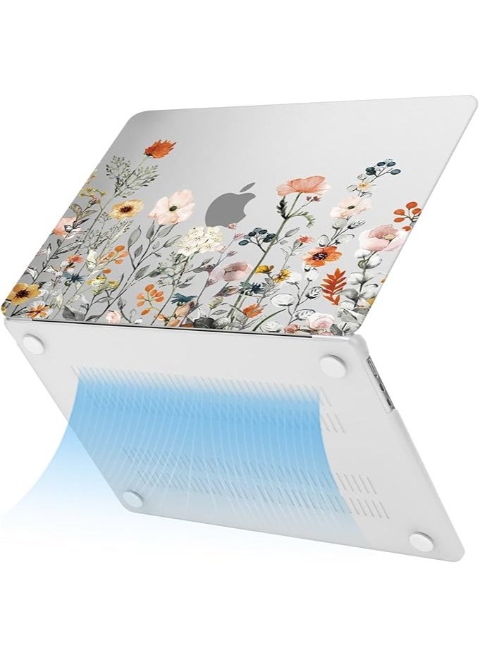 Compatible with MacBook Air 15 inch Case 2024 2023 2022 M3 A3114 A2941 M2 Chip with Touch ID, Plastic Garden Flowers Hard Shell Case & Keyboard Cover Skin & Screen Protector, Transparent