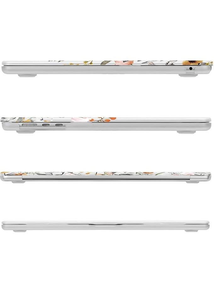 Compatible with MacBook Air 15 inch Case 2024 2023 2022 M3 A3114 A2941 M2 Chip with Touch ID, Plastic Garden Flowers Hard Shell Case & Keyboard Cover Skin & Screen Protector, Transparent