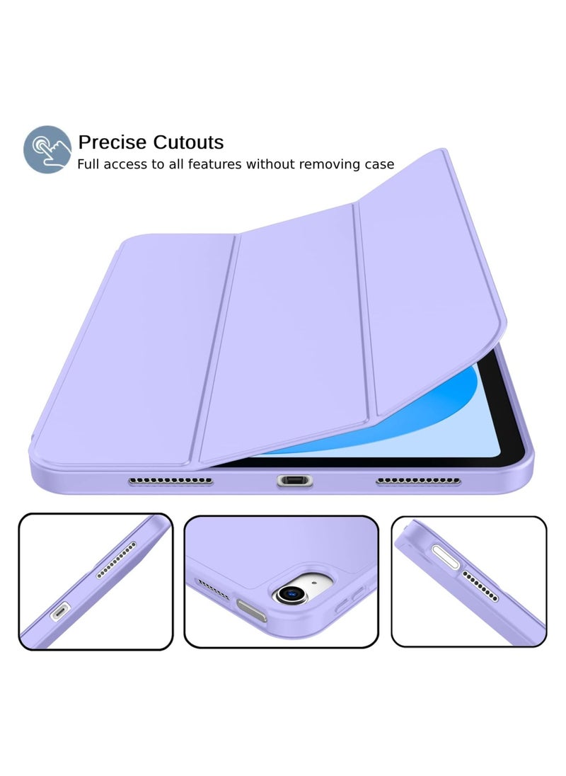 New iPad 10th Generation Case 2022 10.9 Inch with Pencil Holder, Trifold Stand Smart Case with Soft TPU Back,Auto Wake/Sleep(Light Purple)