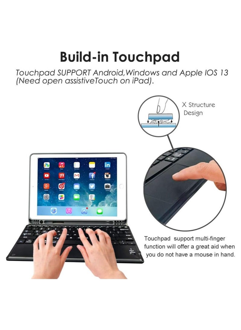 ELTERAZONE iPad Keyboard Case for iPad Apple iPad Pro 11 2018/2020/2021 iPad Cover with Keyboard Built-in Touchpad & Pencil Holder (for iPad 11