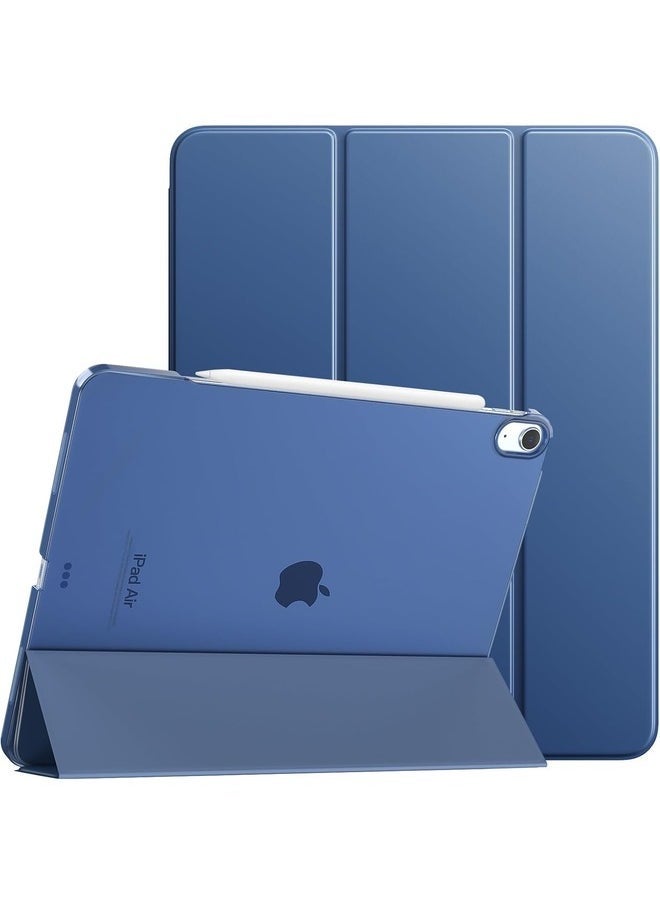 Slim Stand Cover for iPad Air 13-Inch (M2 2024) - Translucent Back with Auto Wake/Sleep and Touch ID Support, Navy Blue