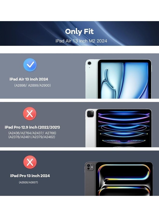 Slim Stand Cover for iPad Air 13-Inch (M2 2024) - Translucent Back with Auto Wake/Sleep and Touch ID Support, Navy Blue