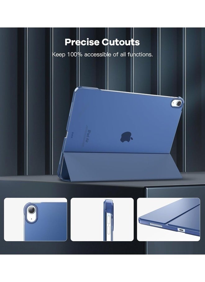 Slim Stand Cover for iPad Air 13-Inch (M2 2024) - Translucent Back with Auto Wake/Sleep and Touch ID Support, Navy Blue