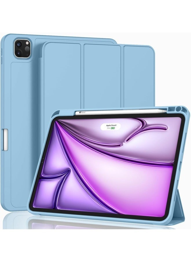 Azure Blue iPad Air 13-Inch M2 (2024) Case with Pencil Holder â€“ Smart Case with Auto Wake/Sleep, Touch ID Support, and USB-C Pencil Compatibility