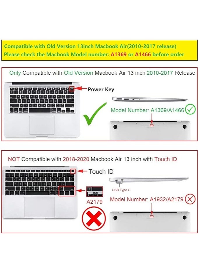 Rubberized Hard Matte Cover Case For Apple MacBook Air 13.3in (older Models: A1369 / A1466 released 2010-2017) (Matte Black)