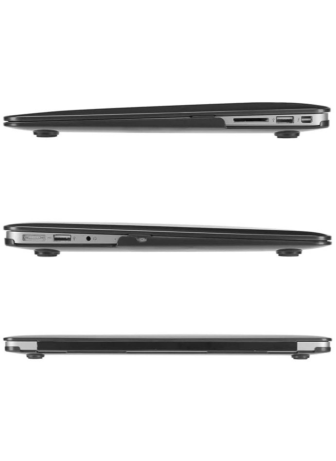 Rubberized Hard Matte Cover Case For Apple MacBook Air 13.3in (older Models: A1369 / A1466 released 2010-2017) (Matte Black)