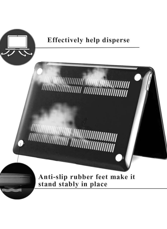 Rubberized Hard Matte Cover Case For Apple MacBook Air 13.3in (older Models: A1369 / A1466 released 2010-2017) (Matte Black)