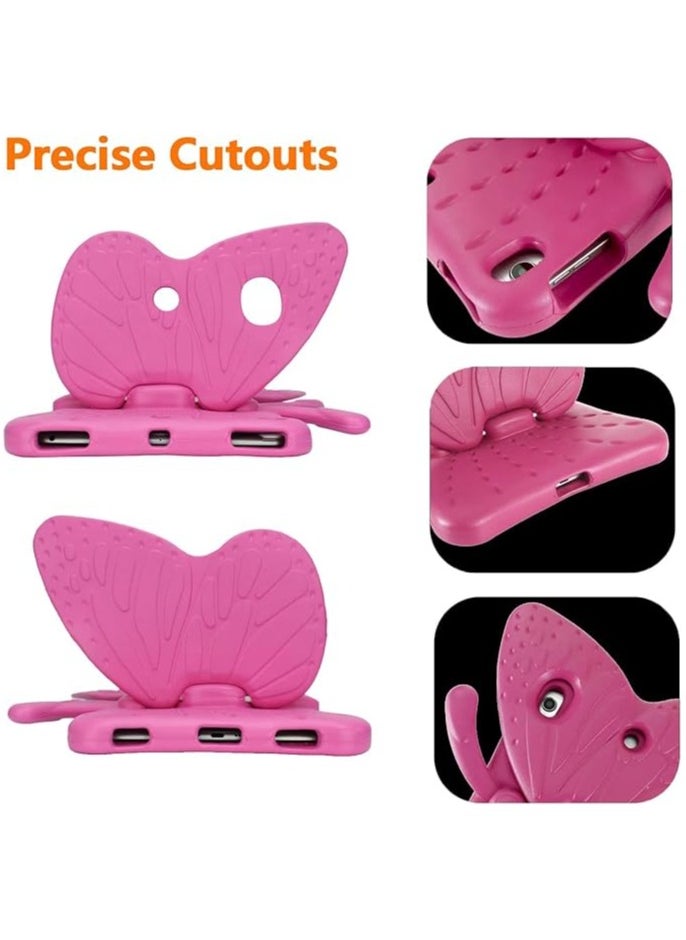 Children Shockproof Protective Tablet Case Compatible for IPad Mini 1/2/3/4/5 Kids Butterfly Stand Style Case (pink)