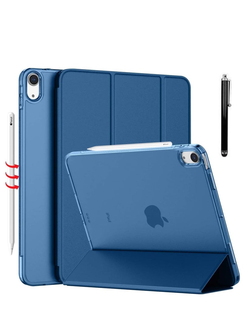 ELTRAZONE Slim Stand Case for iPad Air 13-Inch M2 (2024) - Navy Blue, Smart Shell with Touch ID Support, Auto Wake/Sleep & Translucent Back