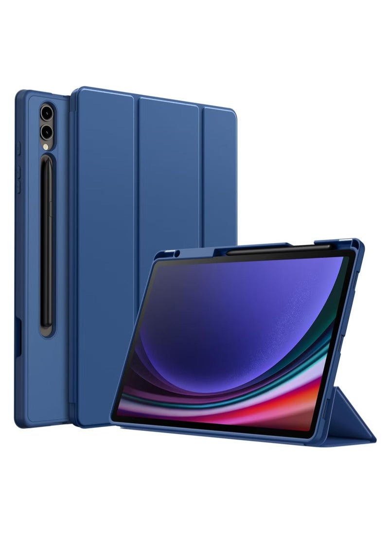 Samsung Galaxy Tab S10 Plus 12.4 Inch Case with S Pen Holder â€“ Soft TPU Tri-Fold Stand Protective Cover, Auto Wake/Sleep, S Pen Charging Support, Blue