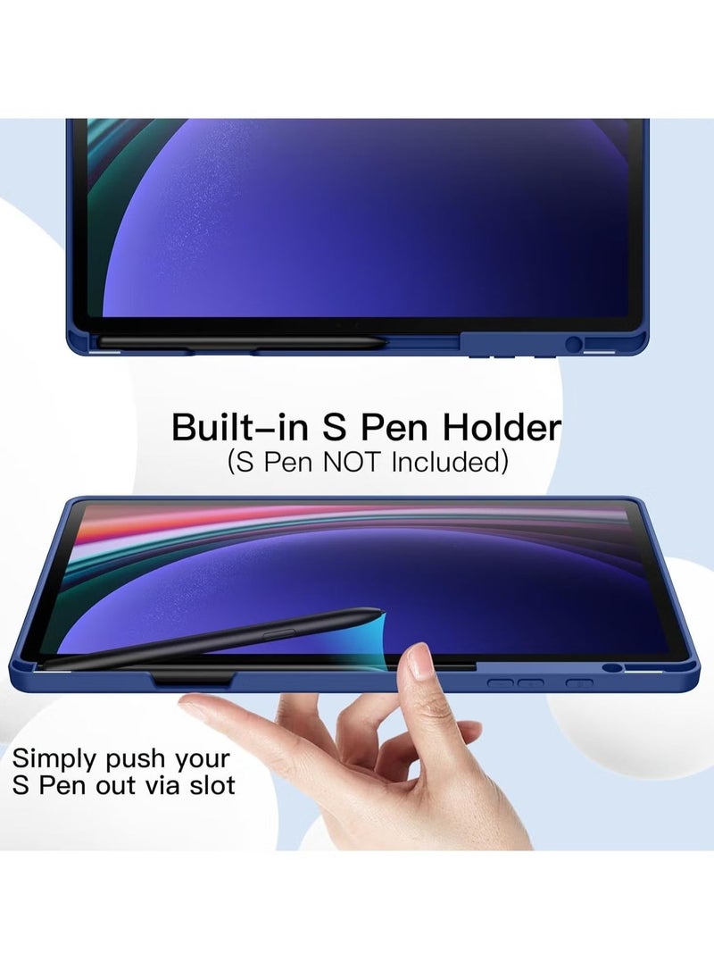 Samsung Galaxy Tab S10 Plus 12.4 Inch Case with S Pen Holder â€“ Soft TPU Tri-Fold Stand Protective Cover, Auto Wake/Sleep, S Pen Charging Support, Blue