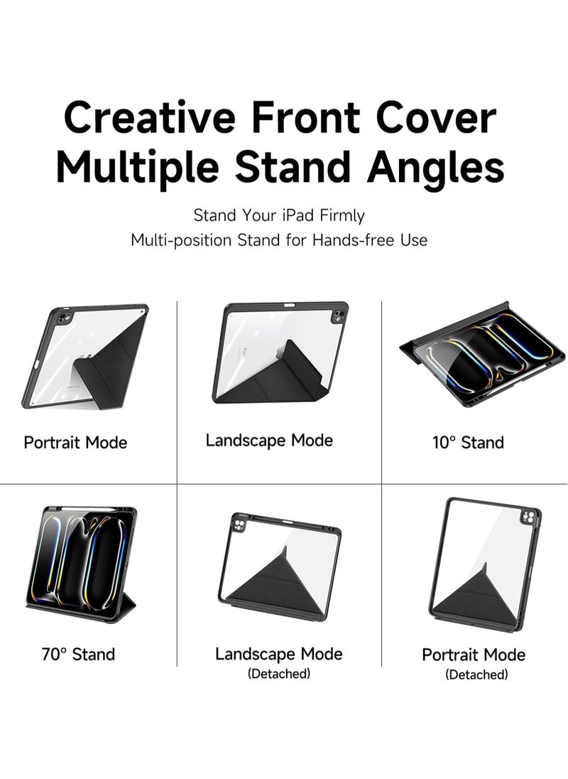 Protective Case for iPad 10th Generation 10.9 Inch 2022, Foldable Stand with Landscape and Portrait Mode, Stylish and Simple Transparent Back Shell, Non-slip Fabric Pattern Protective Case with Pen Holder, Auto Wake/Sleep, (Black)