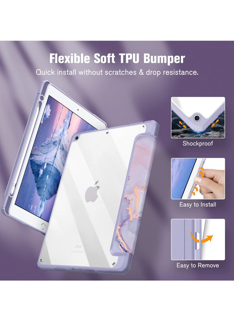 For iPad Air 6th Gen 11-inch Case (M2)2024, iPad Air 5/4th Gen Case 10.9-inch 2022/2020, Translucent Frosted Soft TPU Back Cover for iPad Air 6/5/4th Gen, Ultra-Thin iPad Air Case, (Purple Marble)