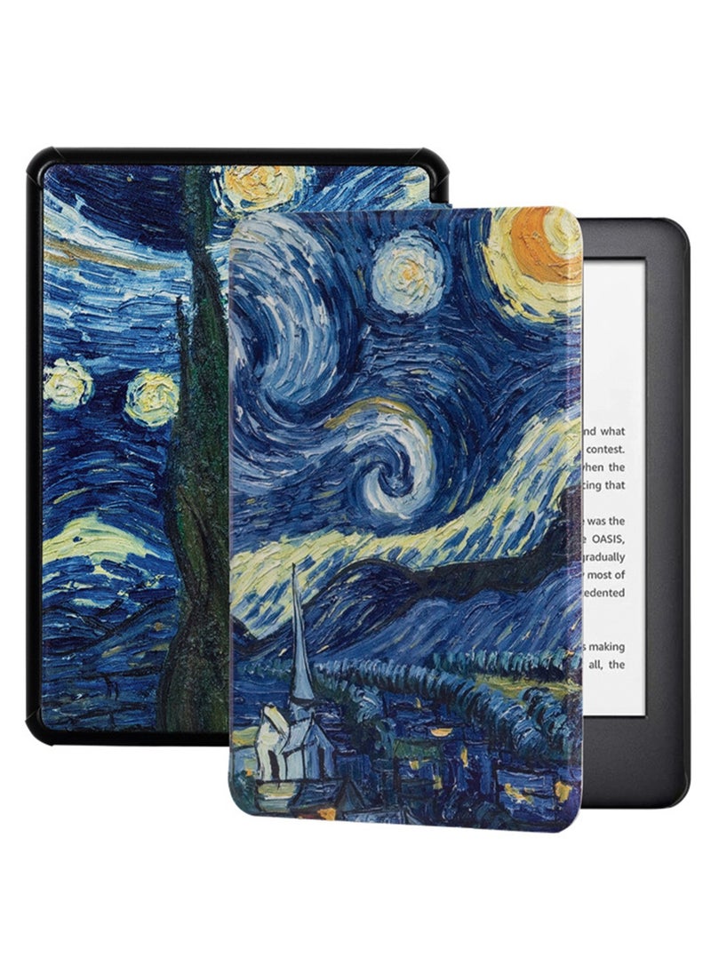 Kindle E-Book Protective Cover For Paperwhite 11th Generation 6.8 Inch 2021 Model Kpw5, Leather Stand Cover, Pocket Book/Torino E-Book Reader, Suitable For E-Book Reader (Starry Sky)