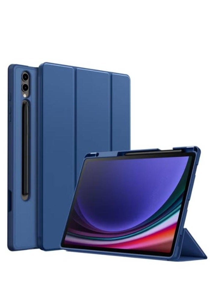 Case for Samsung Galaxy Tab S10 Plus / Tab S9 Plus 12.4-Inch – Soft TPU Tri-Fold Stand Protective Cover with S Pen Holder, S Pen Charging Support, Auto Wake/Sleep (Navy)