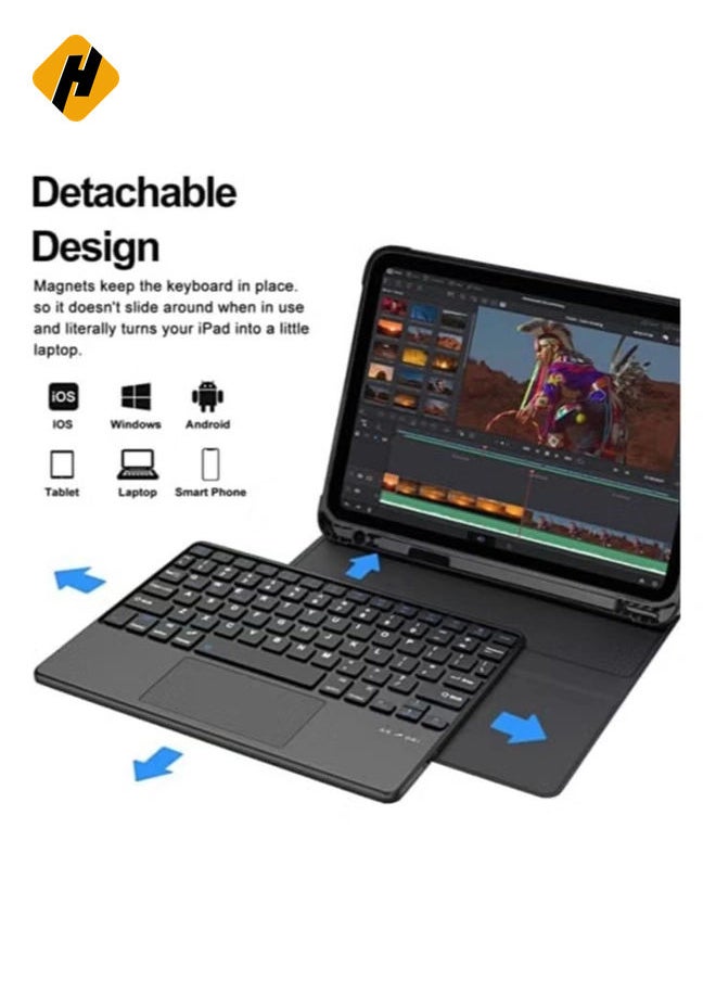 iPad 10th Gen 10.9-Inch Case: Premium Wireless Keyboard with Detachable Trackpad for On-the-Go Use