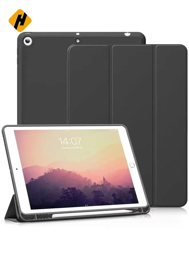 Smart Case for iPad 10.2 Inch (2021/2020/2019) – Black Cover with Integrated Pencil Holder and Auto Sleep/Wake