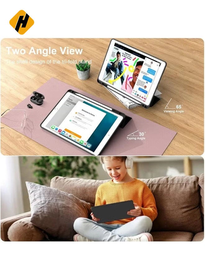 Smart Case for iPad 10.2 Inch (2021/2020/2019) – Black Cover with Integrated Pencil Holder and Auto Sleep/Wake