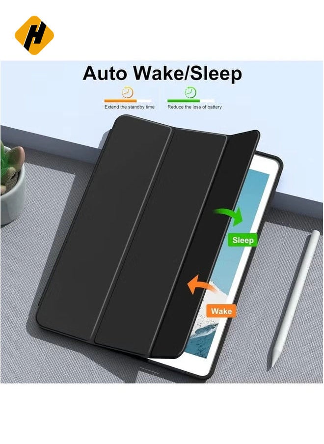 Smart Case for iPad 10.2 Inch (2021/2020/2019) – Black Cover with Integrated Pencil Holder and Auto Sleep/Wake