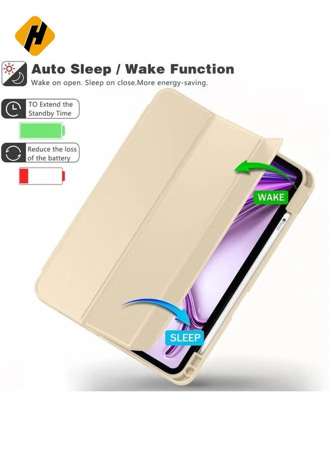 Gold Smart Case for iPad Air 13 Inch M2 (2024) with Pencil Holder - Supports Pencil Pro & USB-C, Touch ID, Auto Wake/Sleep