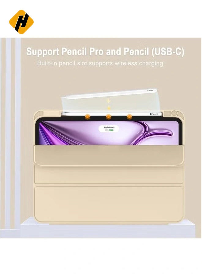 Gold Smart Case for iPad Air 13 Inch M2 (2024) with Pencil Holder - Supports Pencil Pro & USB-C, Touch ID, Auto Wake/Sleep