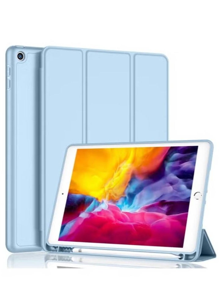 iPad 9.7 Case (2018/2017, 6th/5th Gen) Smart Cover with Pencil Holder – Soft Baby Skin Silicone Back, Full Body Protection, Auto Wake/Sleep, Sky Blue